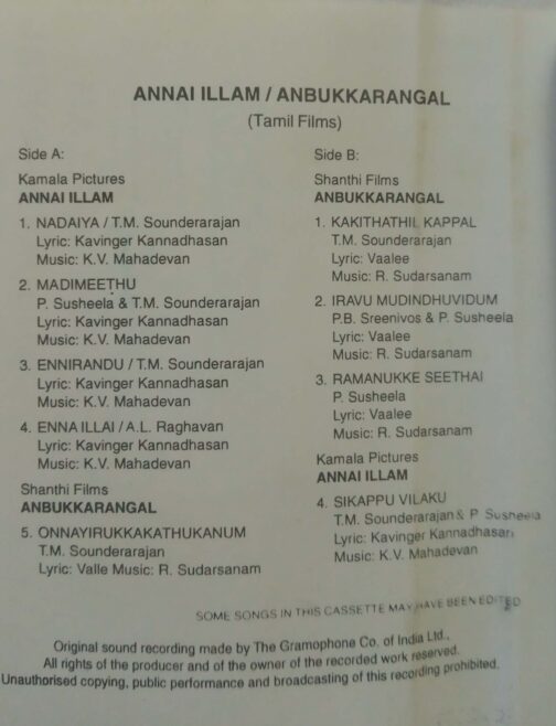 Annai Illam Anbukkarangal Tamil Audio Cassette (2)