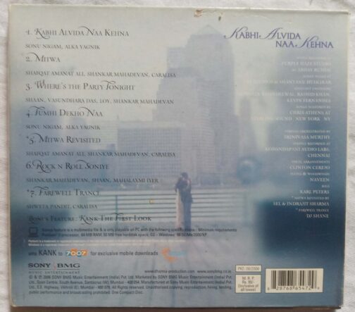 Kabhi Alvida Naa Kehna Audio CD Hindi banumass.com.