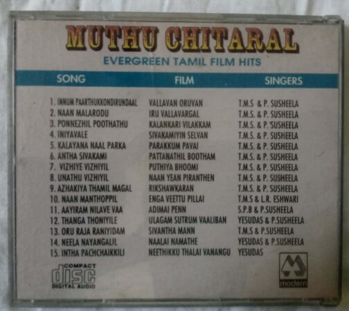 Muthu Chitaral Evergreen Tamil Film Hits Audio CD.