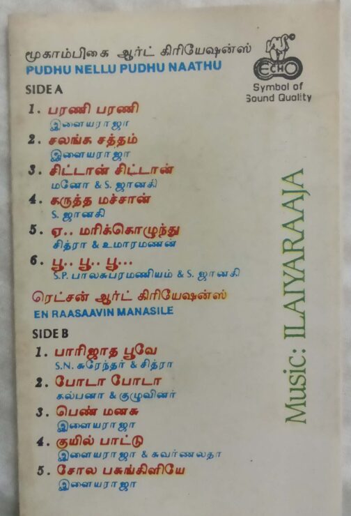 Pudhu Nellu Pudhu Naathu - En Raasaavin Manasile Tamil Audio Cassette (2)