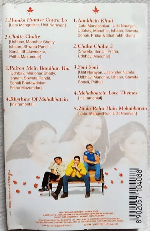 Mohabbatein Hindi Audio Cassettes By Jatin-Lalit (2)