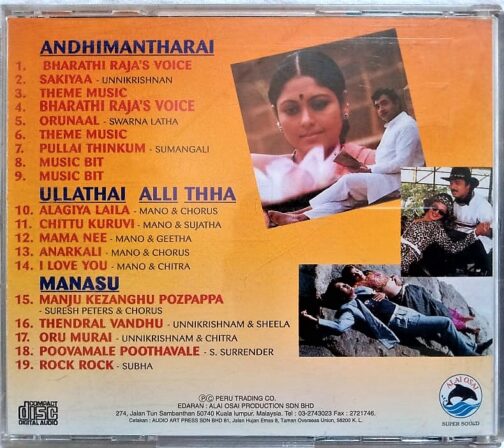 Andhimandharai - Ullathai Allitha - Manasu Tamil Audio Cd (2)