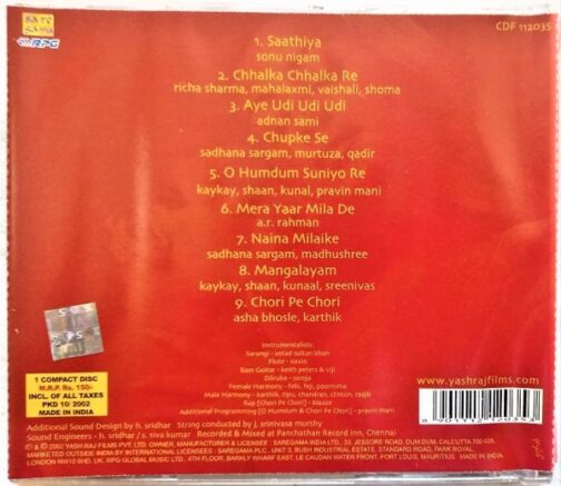 Saathiya Hindi Audio CD By A.R. Rahman (1)