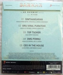 Sarkar Tamil Audio CD By A.R. Rahman