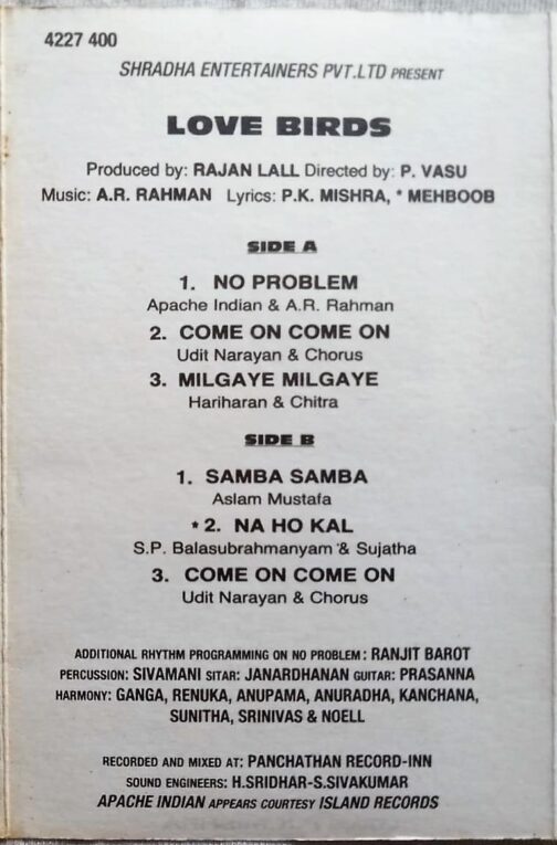 Love Birds Hindi Audio Cassettes by A.R. Rahman (1)