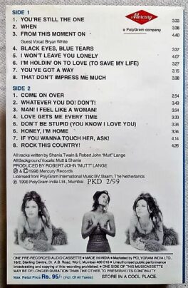 Shania Twain Come On Over Audio Cassettes