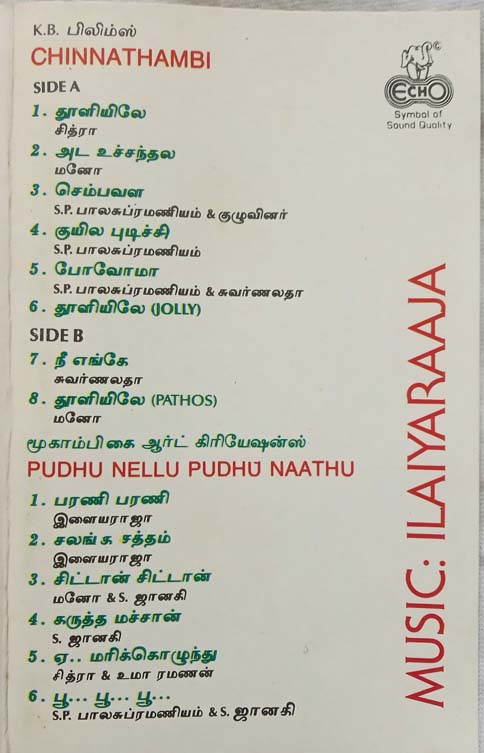 Chinna Thambi - Pudhu Nellu Pudhu Naathu Tamil Audio Cassette (2)