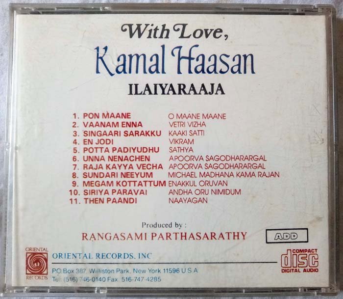 With Love Kamail Haasan by Ilaiyaraaja Tamil Audio cd.