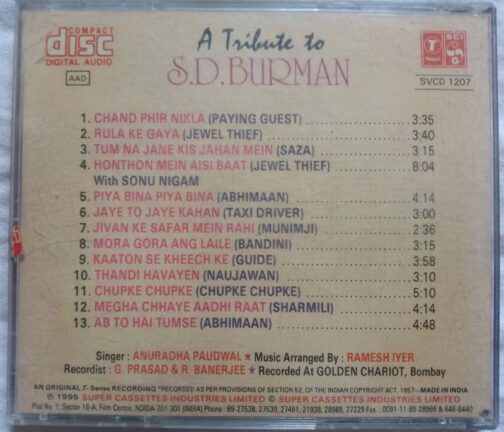 A Tribute to S.D. Burman Hindi Audio Cd (1)