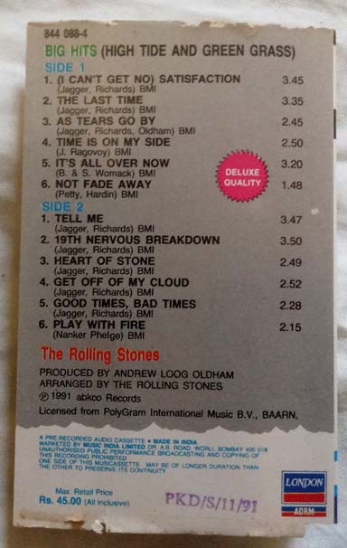 Big Hits High Tide And Green Grass The Rolling Stones To 10 Hits Audio Cassette (1)