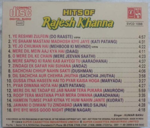 Hits Of Rajesh Khanna Audio CD (1)