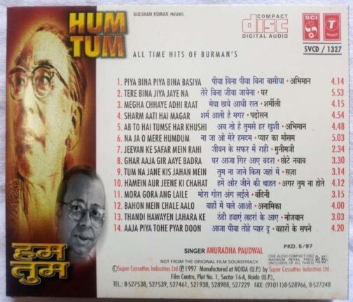 Hum Tum All Time Hits Of Burman's Hindi Audio Cd (1)