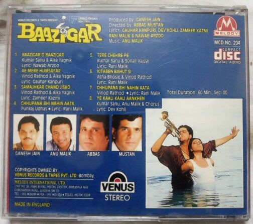 Baazigar Hindi Audio Cd By Anu Malik (1)