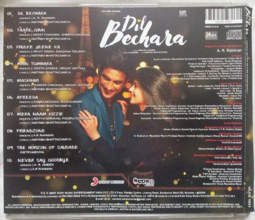 Dil Bechara Hindi Audio Cd By A.R. Rahman (1)