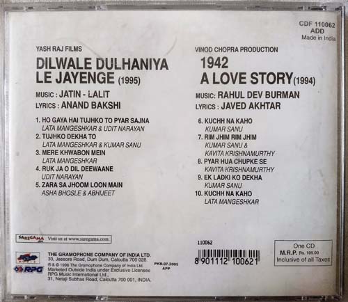 Dilwale Dulhaniya Le Jayenge - 1942 A Love Story Hindi Audio Cd (1)