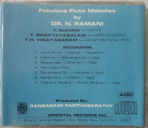 Fabulous Flute Melodies By Dr. N. Ramani Tamil Audio CD (1)