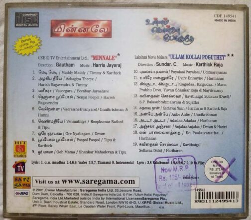 Minnle - Ullam Kollai Poguthey Tamil Audio CD (1)