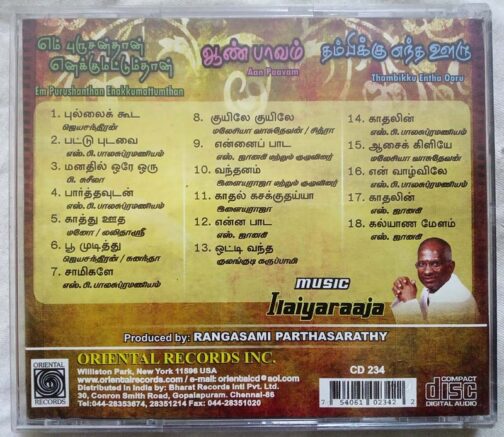 Thambikku Entha Ooru - Aan Paavam - Em Purushanthan Enakkumattumthan Tamil Audio cd By Ilairaaja (1)