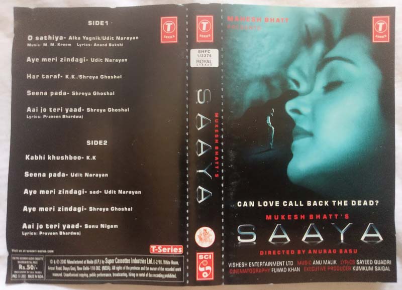 Saaya Hindi Audio Cassette By Anu Malik