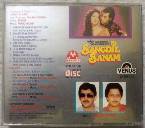 Sangdil Sanam - Film Hits Hindi Audio Cd (1)