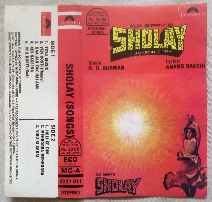 Sholay Hindi Audio Cassette By R.D. Burman