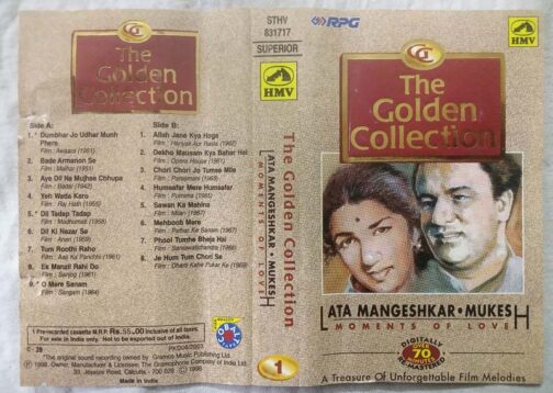 The Golden Colection Lata Mangeshkar - Mukesh Moment of Love Hindi Audio Cassette