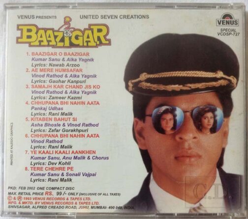 Baazigar Hindi Audio Cd By Anu Malik (1)