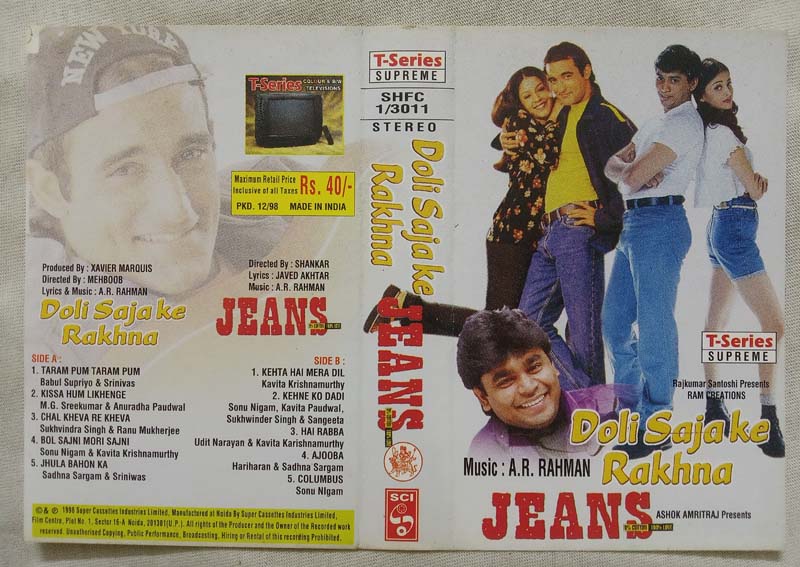 Doli Sajake Rakhna - JeansHindi Audio Cassette By A.R. Rahman
