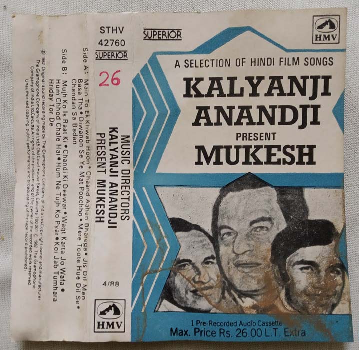 Kalyanji Anandji Present Mukesh Hindi Audio Cassette