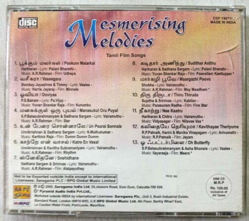 Mesmerising Melodies Tamil Film Song Tamil Audio Cd (3)