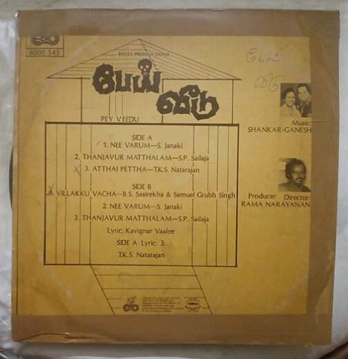 Pey Veedu Tamil LP Vinyl Record By Shankar Ganesh (2)