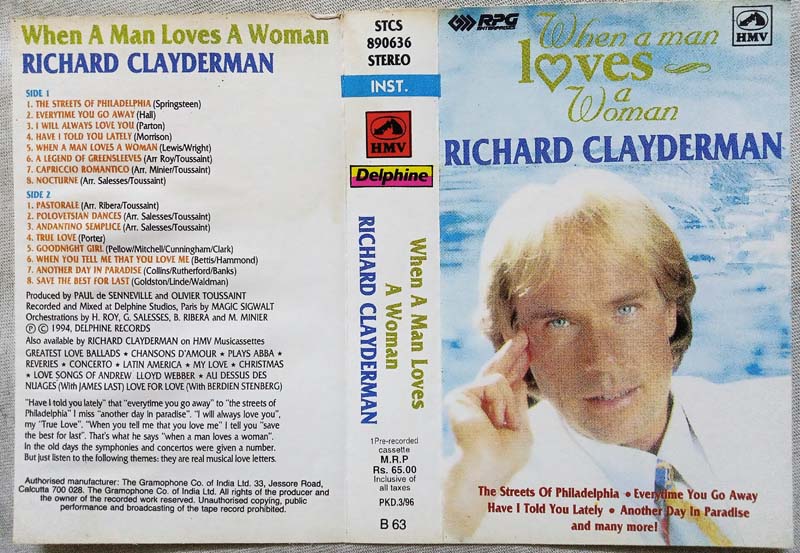When Man Loves a Women Richard Clayderman Audio Cassette