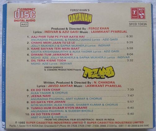 Dayavan - Tezaab Hindi Audio CD By Laxmikant Pyarilal (1)