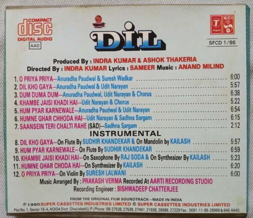 Dil Hindi Audio Cd By Anand Milind (1)