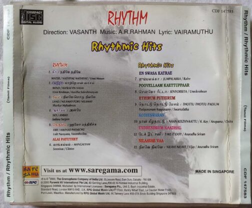 Rhythm -Rhythmic Hits Tamil Audio Cd (2)