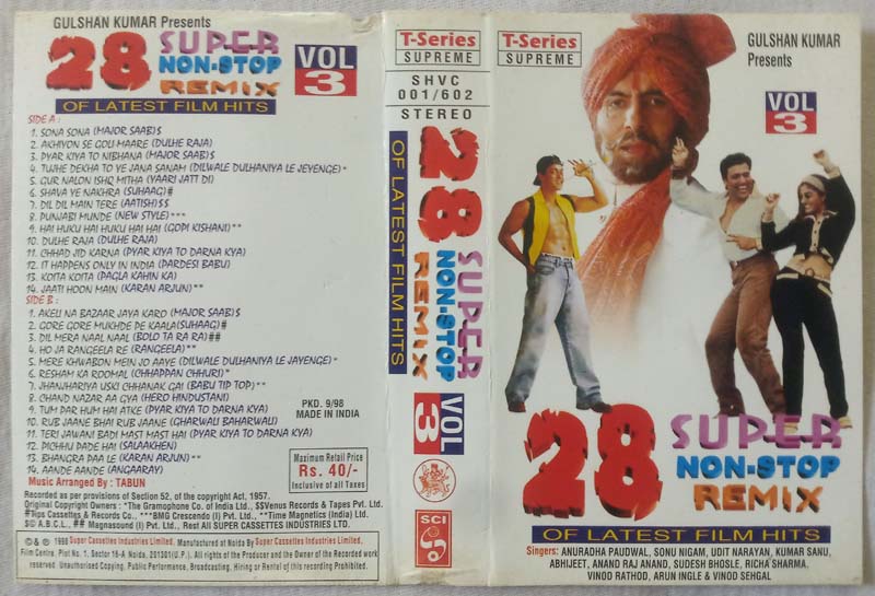 28 Non Stop Remix Hindi Audio Cassete