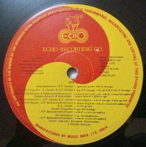 Anandhakkummi Tamil LP Vinyl Record By Ilaiyaraaja (1)