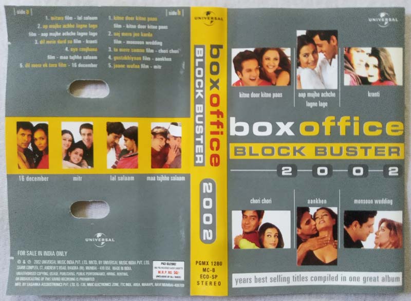 Box Office Block Buster 2002 Hindi Audio Cassete