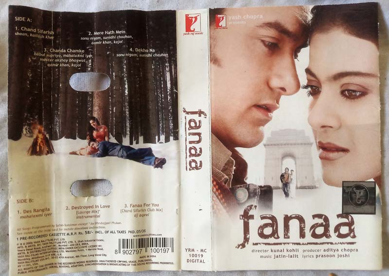 Fanaa Hindi Audio Cassettes By Jatin-Lalit