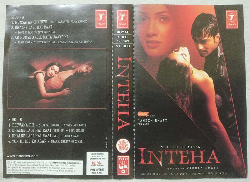 Inteha Hindi Audio Cassete By Anu Malik