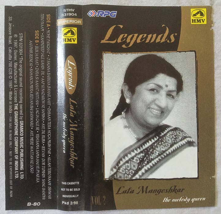 Legends Lata Mangeshkar Vol 2 Hindi Audio Cassete