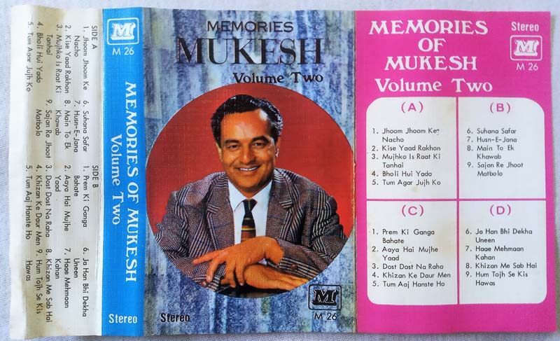 Memories of Mukesh Vol 2 Hindi Audio Cassete