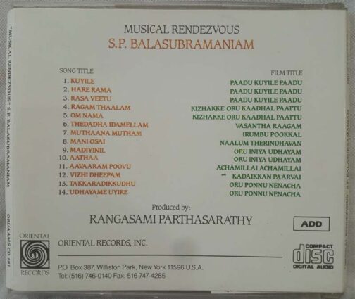 Musical Rendezvous S.P.Balasubramaniam Tamil Audio cd (2)