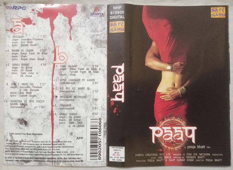 Paap Hindi Audio Cassete By Anu Malik