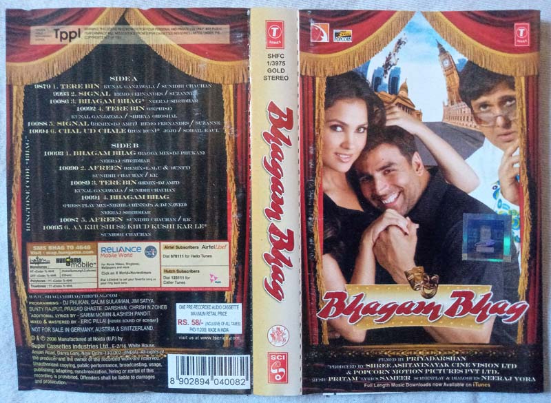 Bhagam Bhag Hindi Audio Cassette By Pritam