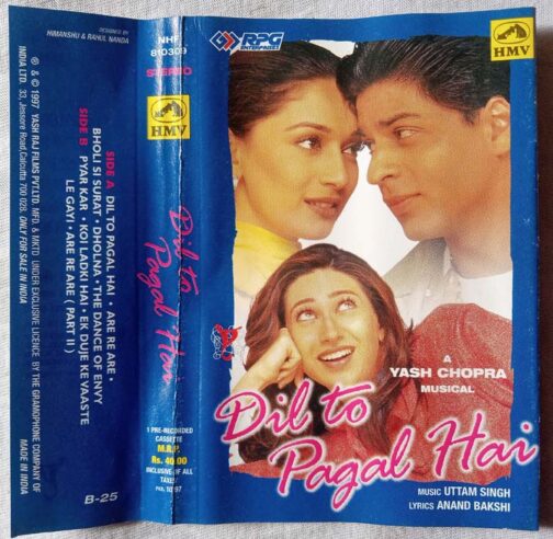 Dil To Pagal Hai Hindi Audio Cassette By Uttam Singh