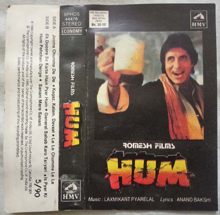 Hum Hindi Audio Cassette By Laxmikant Pyarelal