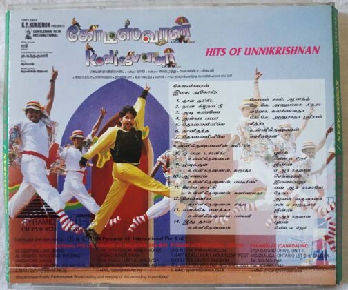 Kodiesvaran Hits of Unnikrishnan Tamil Audio Cd (2)