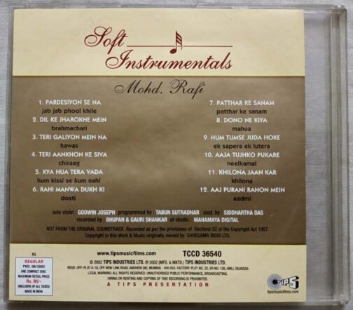 Soft Instrumentals Mohd Rafi Hindi Instrumental Audio Cd (1)