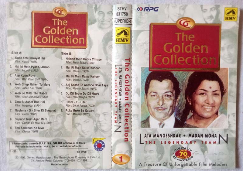 The Golden Collection Lata Mangeshkar Madan Mohan Hindi Audio Cassette